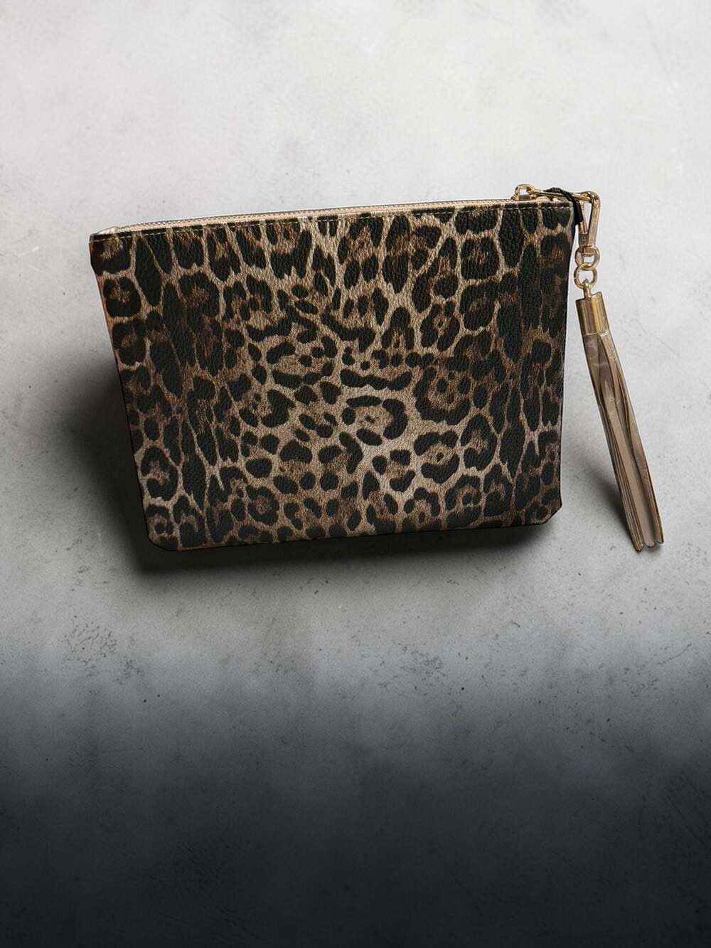 Brentano Leopard Print Faux Leather Wristlet Pouch with Tassel